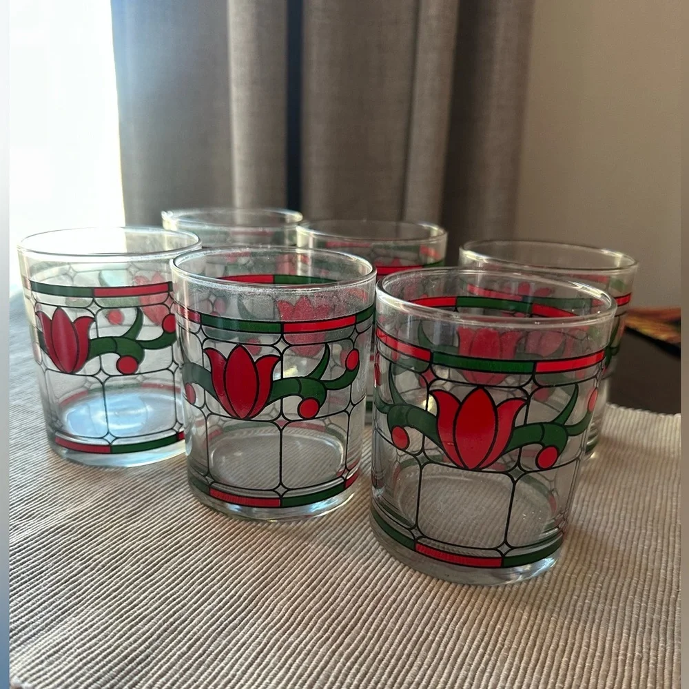 Coca Cola Red and Green Glass Tumbler Set